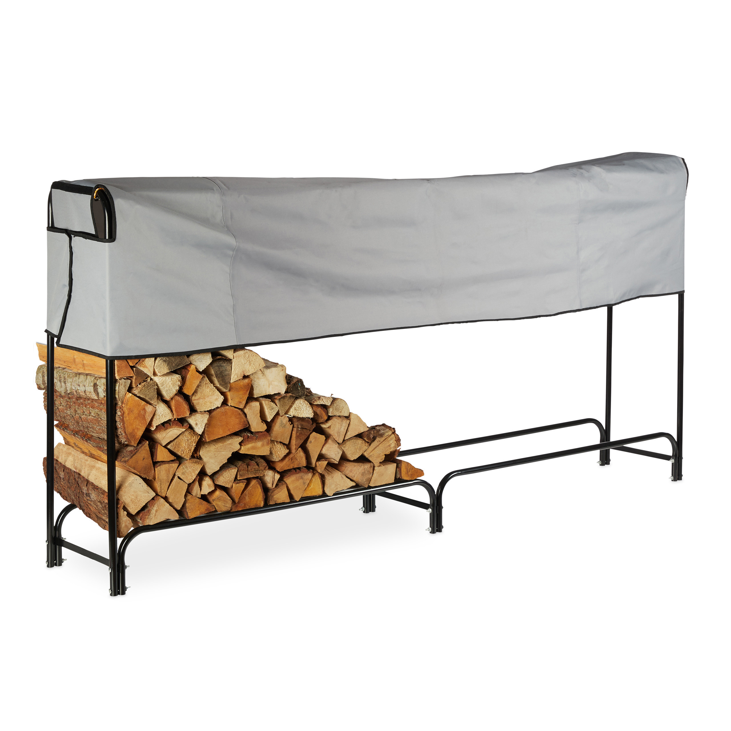 Firewood Rack Cover In Black - (w)245 X (h)122 X (d)40 Cm