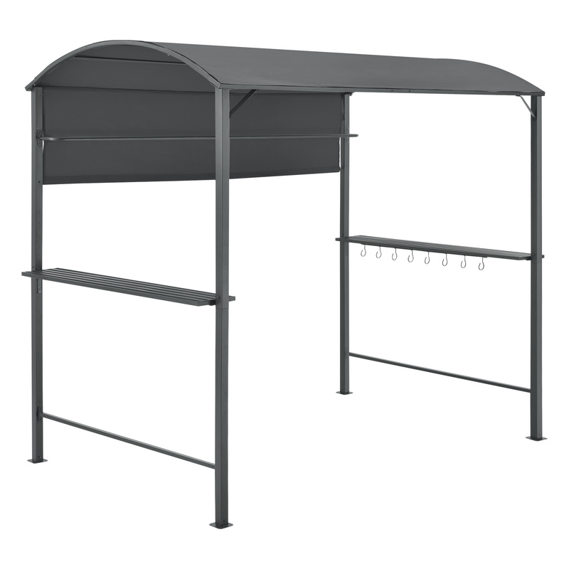E-shop Grillpavillon 215x220x140 cm Grillzelt mit Bartresen BBQ Grill Pavillon Grilldach Grillunterstand Runddach Wasserabweisend Stahlgestell