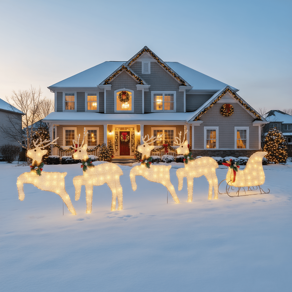 Renne Kerstdecoratie - 5 Stuks Gouden Stoffen Rendieren