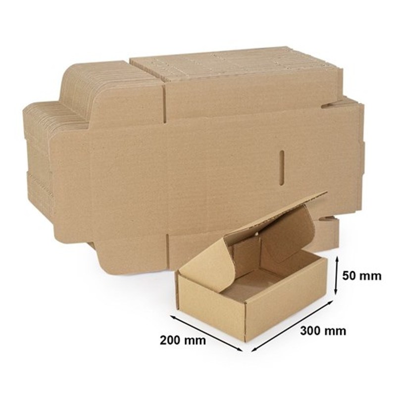 TEMU Cajas de Cartón Troqueladas, 300 × 200 × 50 mm, 50 mm, M2, 360 g/m², 50 pcs, 3 Capas, para Transporte Estable y Seguro de Artículos Decorativos,