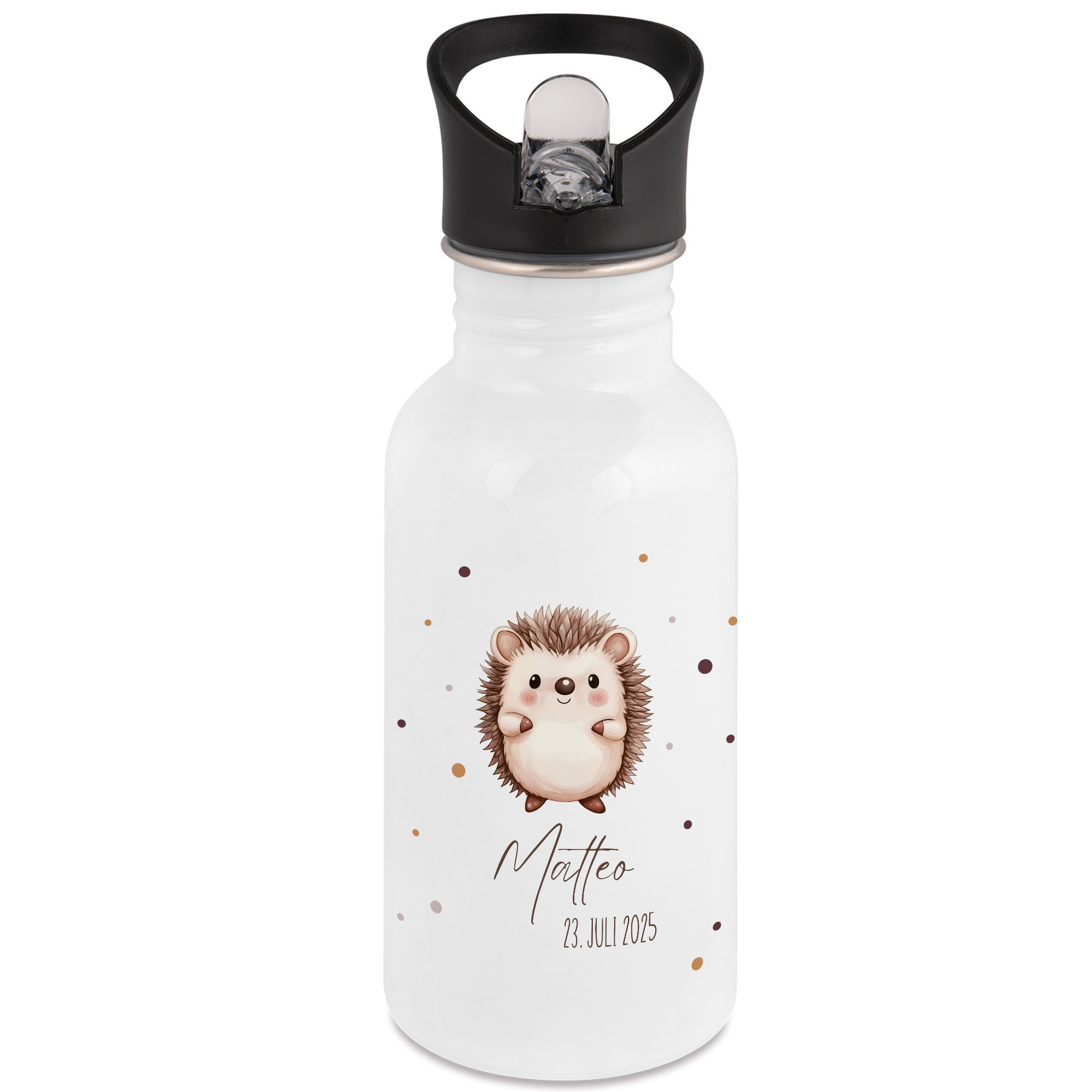 Personalized Drinking Bottle With Name And Date Individual Gift For Children, Boys, Girls, Baptism, Birthday