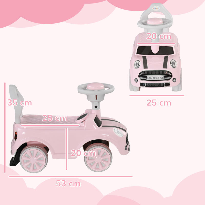 Glijauto voor Kinderen, Kantelbescherming, Hoorn, Antislip Zitje, voor 1.5-3 Jaar, Tot 25 kg, Roze