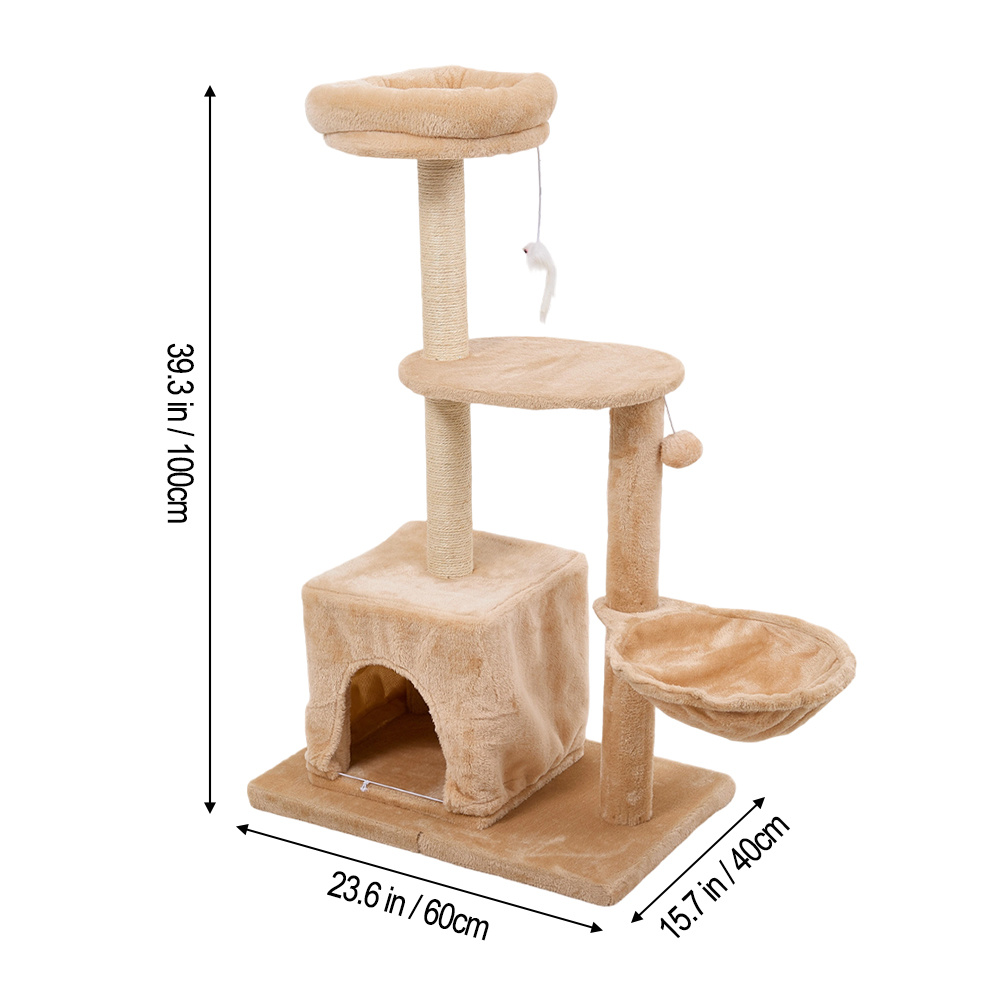 Multi-Level Cat Climbing Tower with Scratch Area