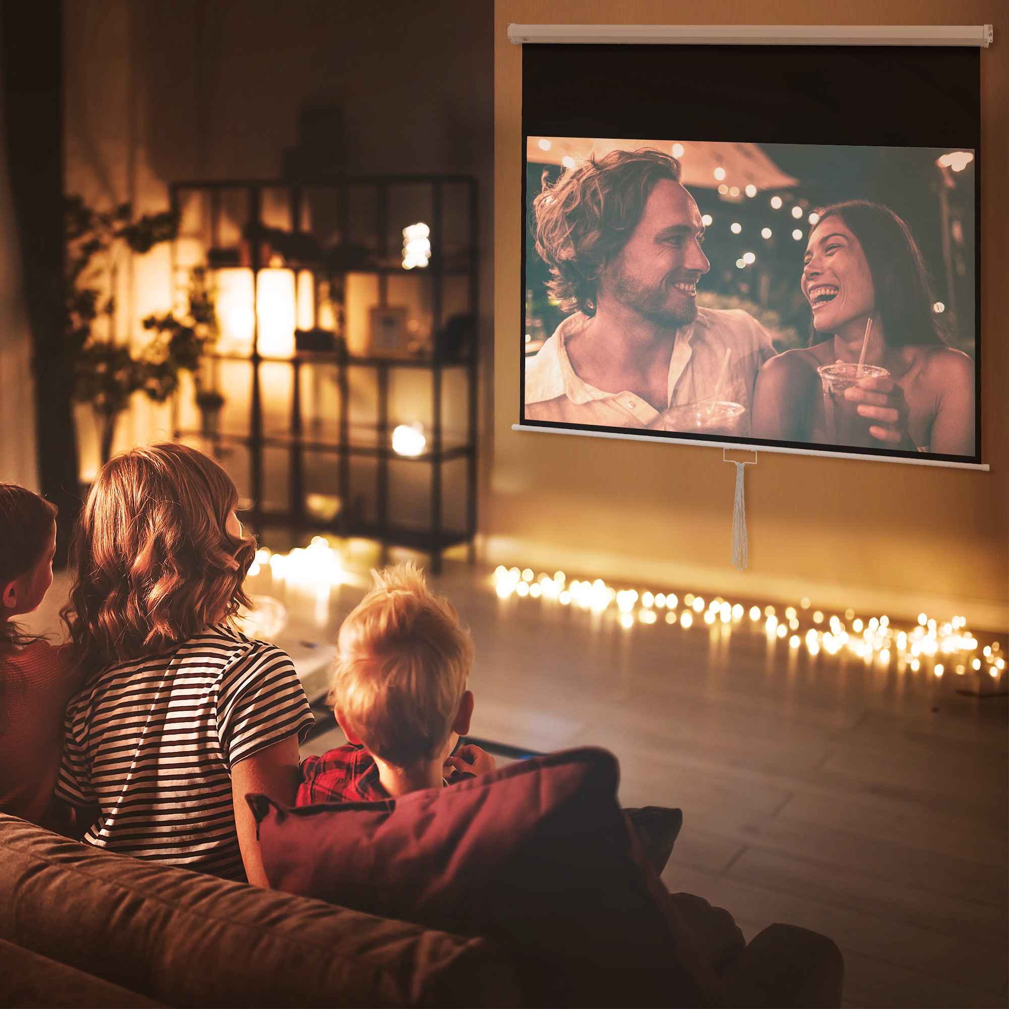Projector Screen 187 X 150 Cm 80 Inch 16:9 Hd 4k Roll-up Screen For Home Theater Or Office Presentations