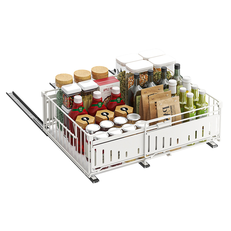 TEMU Étagère de rangement pour placard 1 pièce en acier au , panier de rangement coulissant pliable et rétractable perçage, étagère coulissante pour