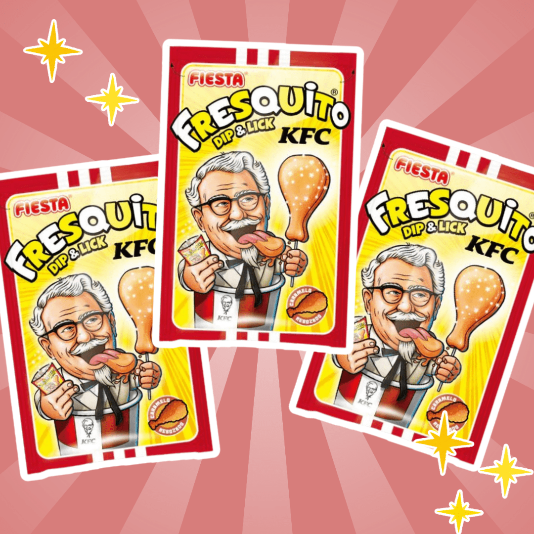 Image of 3x Fiesta Fresquito Dip & Lick Kfc - Sweets With Chewing Gum & Fruit Powder, Cult Licking Fun, 3x 17g
