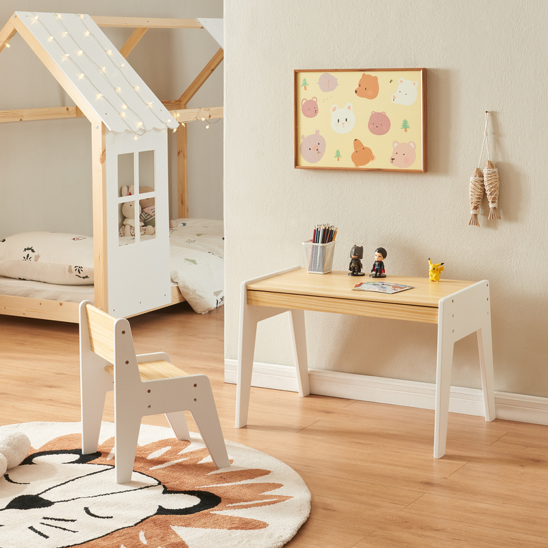 Image of Children's Desk With Chair Skinnskatteberg Pine Wood + Mdf Wood / White