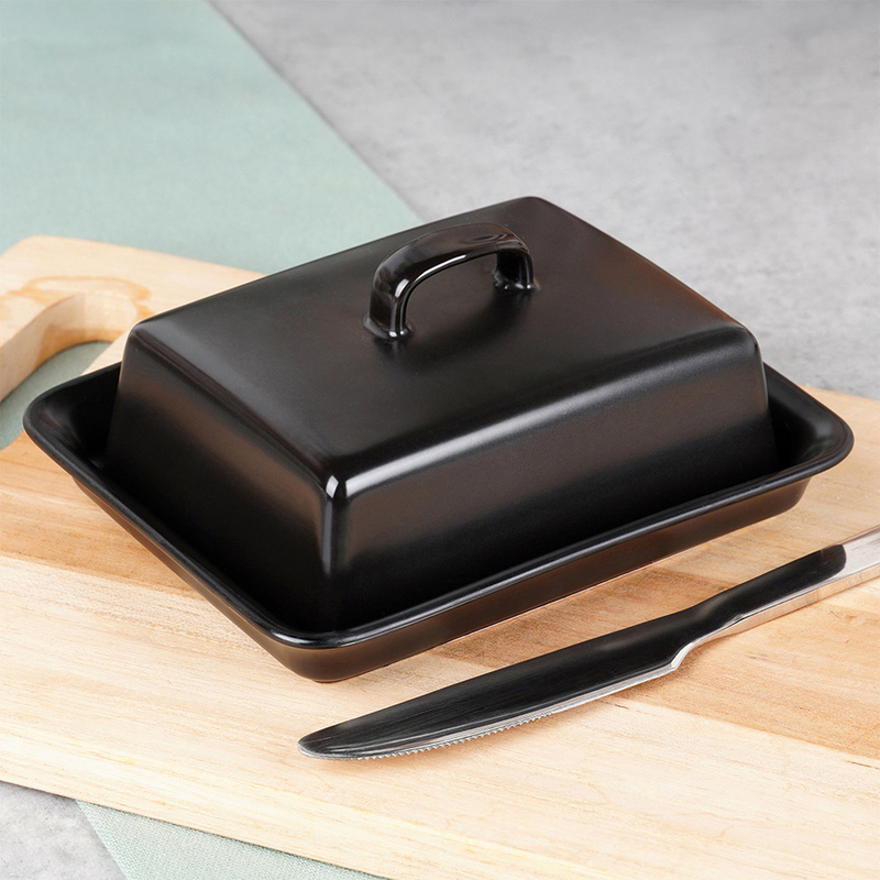 Black Ceramic Butter Dish