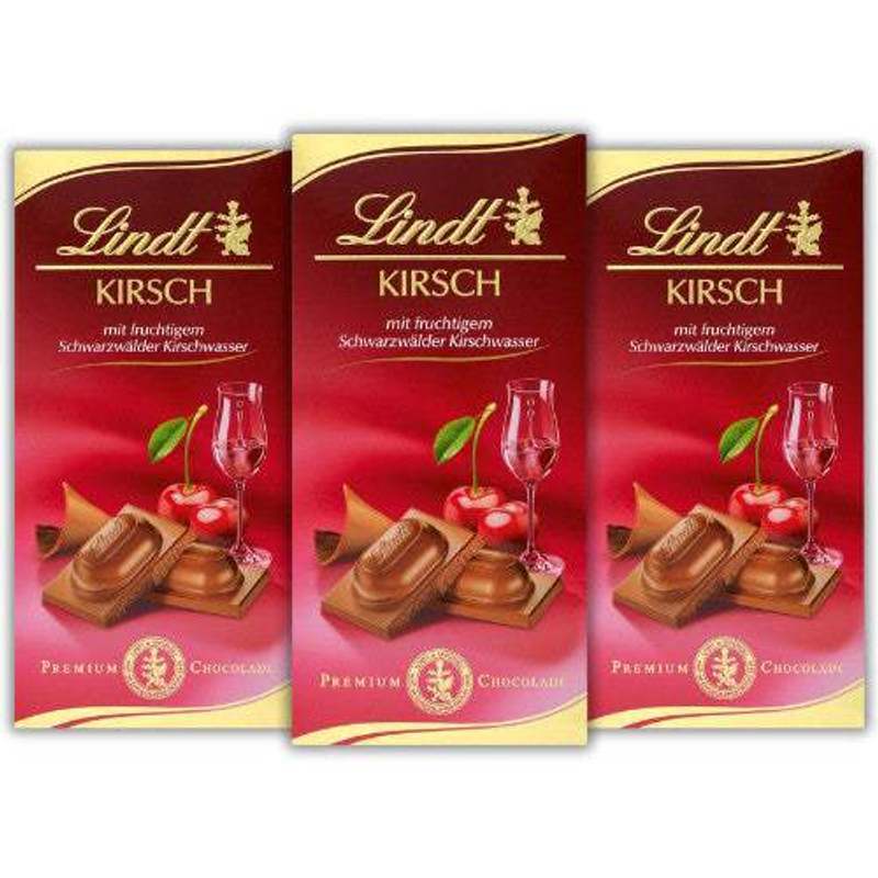 Lindt Cherry Milk Chocolate Bar 3x 100g
