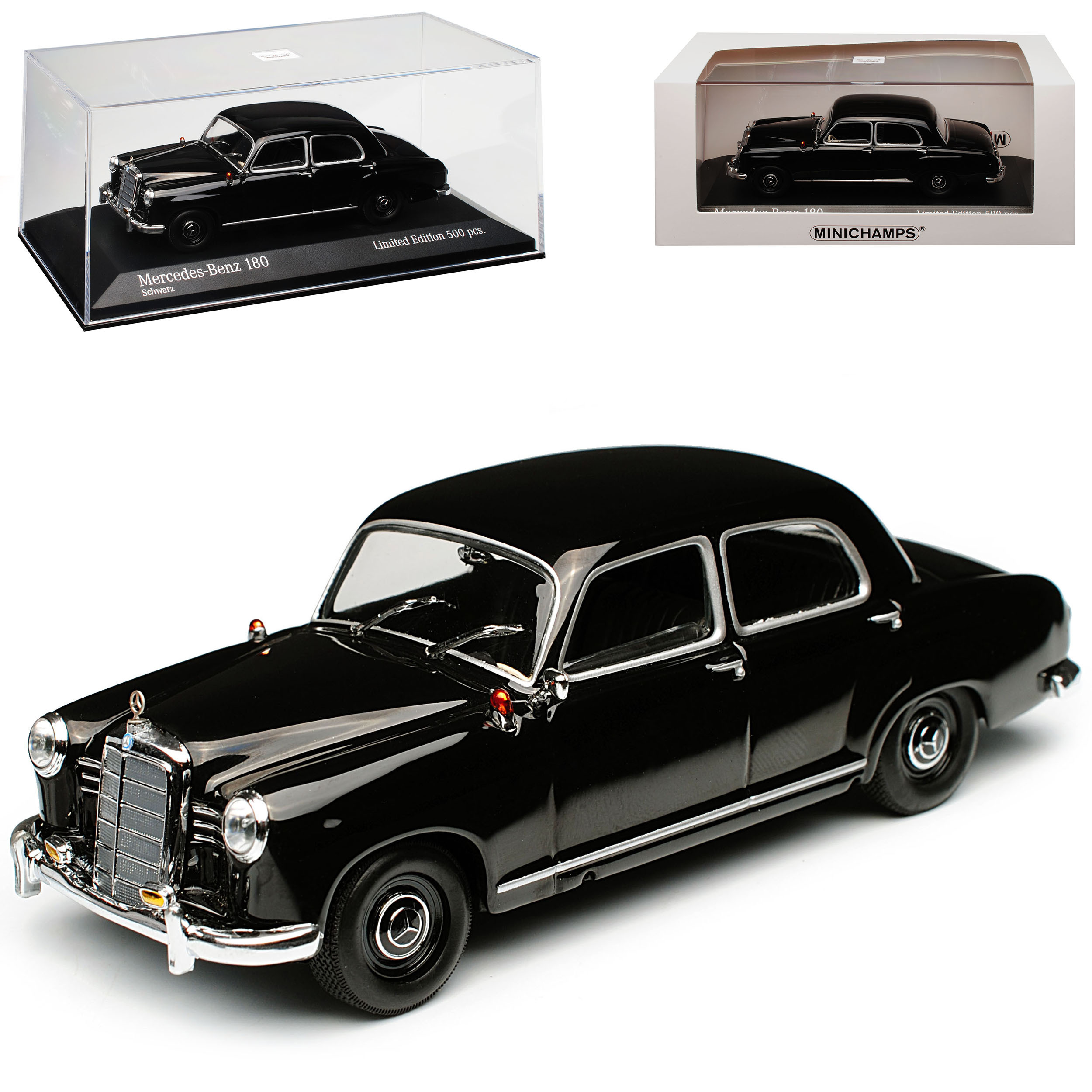 Image of Mercedes-benz 180 W120 Small Sedan Black 1953-1962 1/43 Maxichamps Model Car