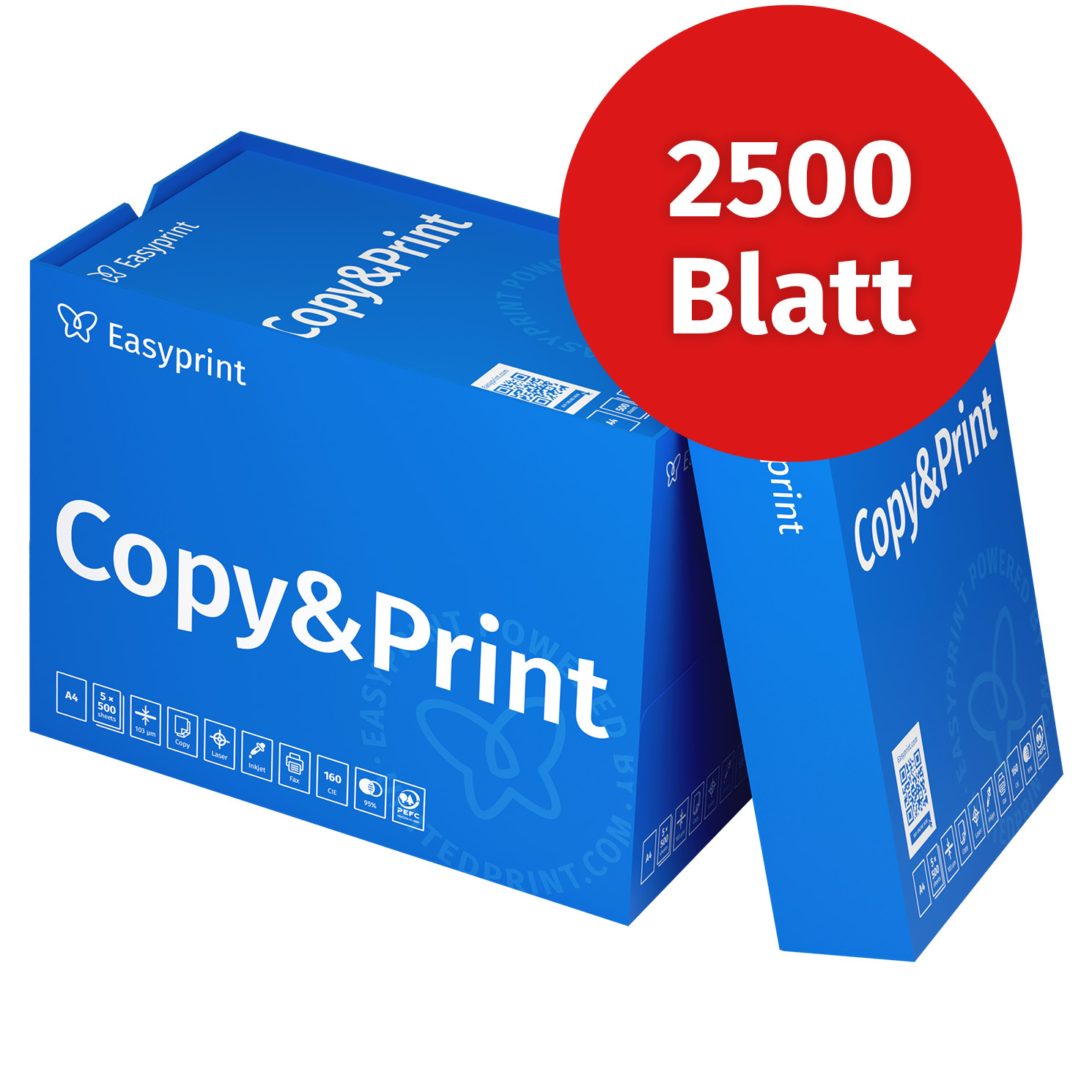 Easyprint Printer Paper, 2500 Sheets, A4 Premium Cie 160, Certified