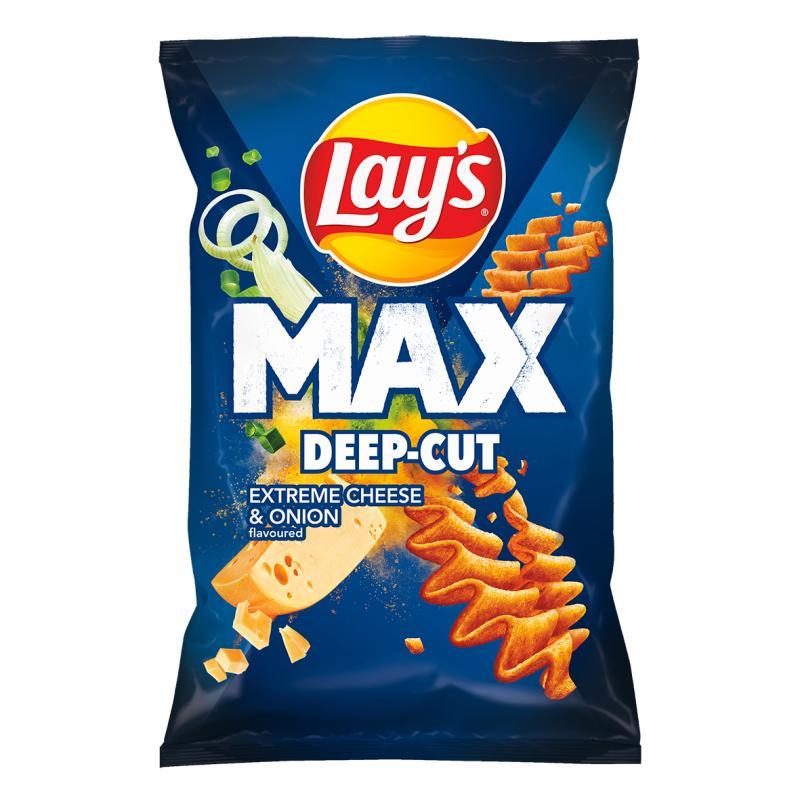 Lay's Max Deep-cut Potato Chips With Cheese And Onion Flavor, 120 G