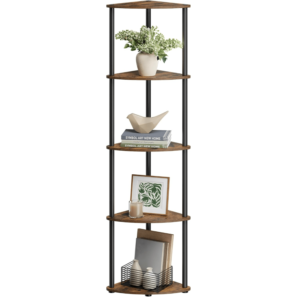 Assembly, 5-tier Corner Shelf, Standing Shelf, 38.3 X 27 X 139 Cm, For Living Room, Bedroom, Kitchen