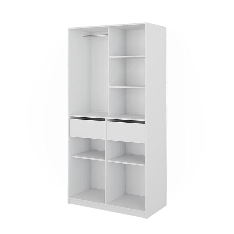 Image of Elmo White Wardrobe 100 X 200 Cm With 2 Drawers, Cabinet, Wardrobe Closet, Living Room Cabinet, Particle Board, 16 Mm, Bedroom