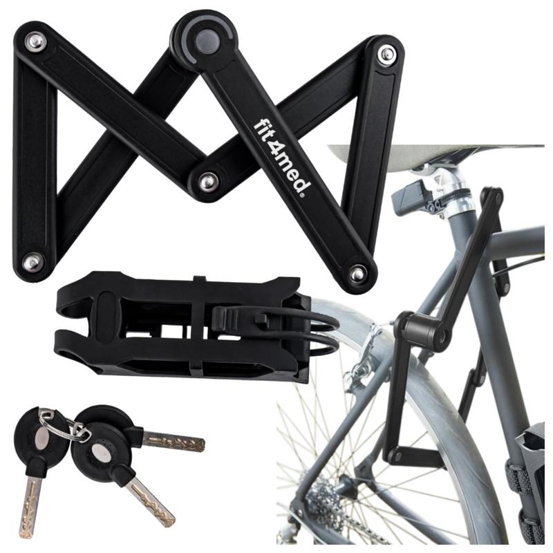 Image of Folding Bike Lock 80 Cm With Key, Hardened Steel Anti-theft Cut-resistant, For E-bike Scooter, 3 Keys, Case And Frame Holder, Abs Cover Protects Paint.