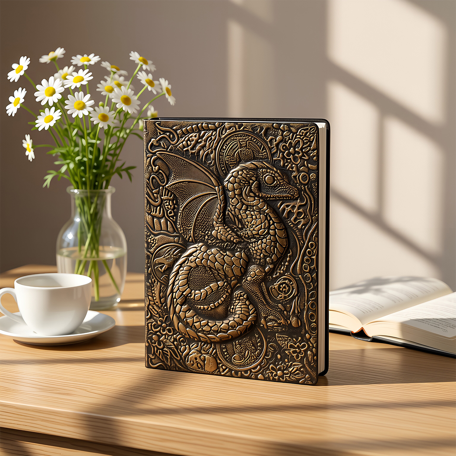 TEMU 3d Embossed Retro Dragon Notebook - A5 Hardcover Journal For School Supplies & Back-to-school Gifts - Perfect For Note-taking, Writing & Daily
