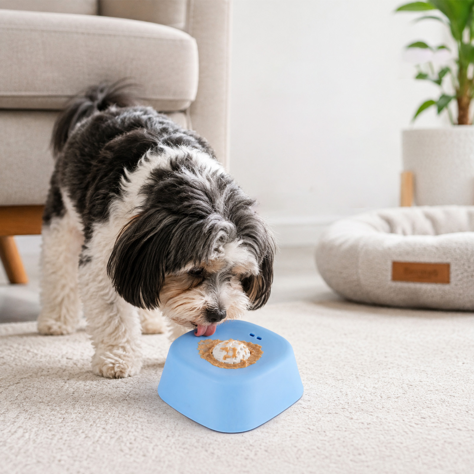Dog Licking Bowl with Ball for Liquid Treats, Non-Spill Design