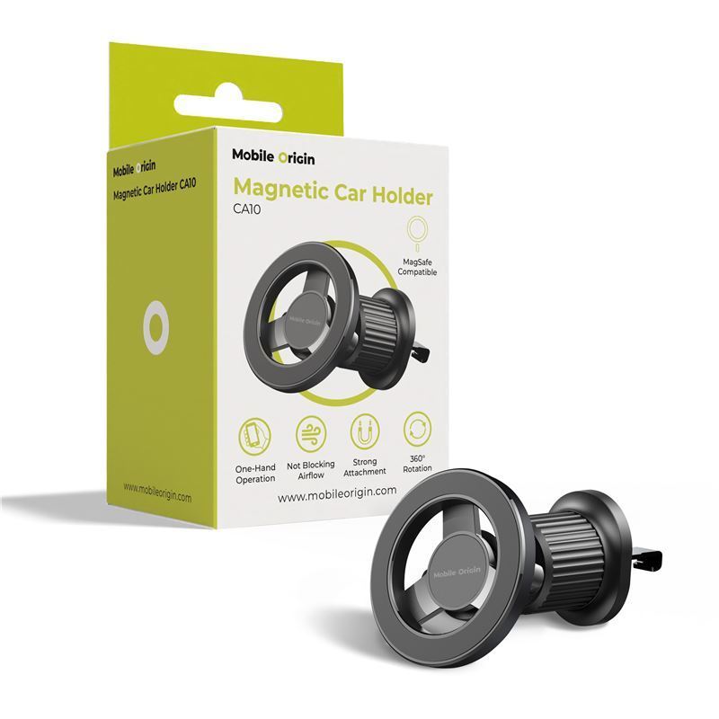 Image of Mobile , Universal Smartphone Holder, 360° Rotation, Strong Neodymium Magnet, Stable Vent Clip Mount, Adjustable Viewing Angle