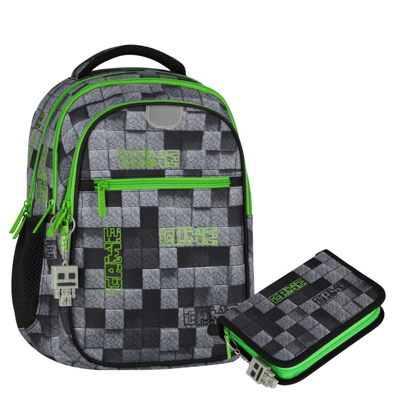 Pixel Game School Backpack And Pencil Case Set