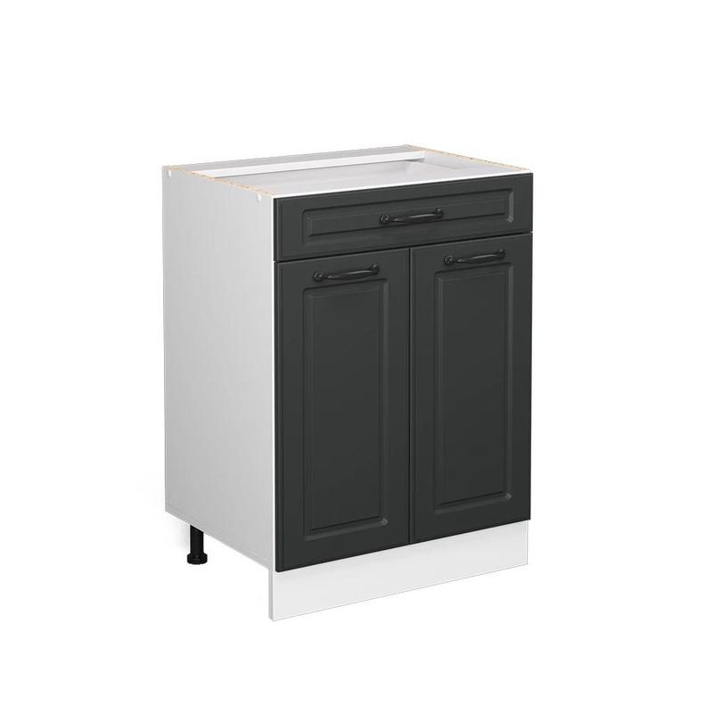 Image of Anthracite Country-style 60 Cm Under-sink Cabinet With Drawer, Without Worktop - Kitchen Drawer Cabinet, Kitchen Furniture With Drawer, Particle Board, 16 Mm