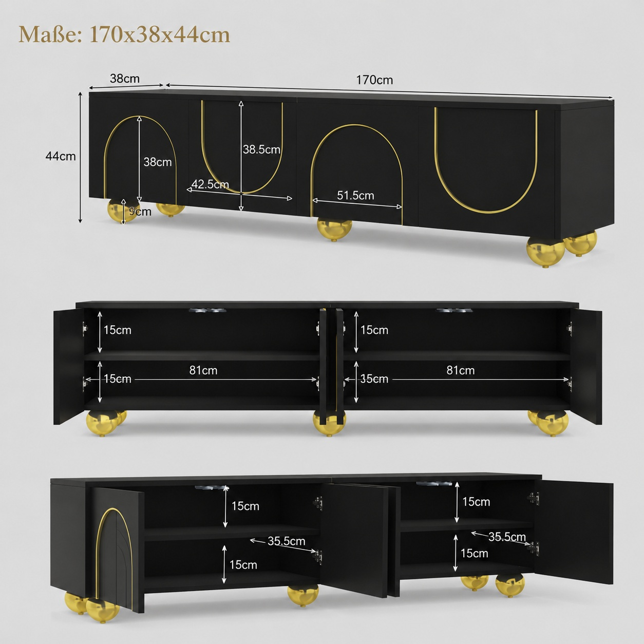 Image of French Minimalist 4- Cabinet, Tv Cabinet With Large Storage Space For Living Room Dining Room, Matching European Interior
