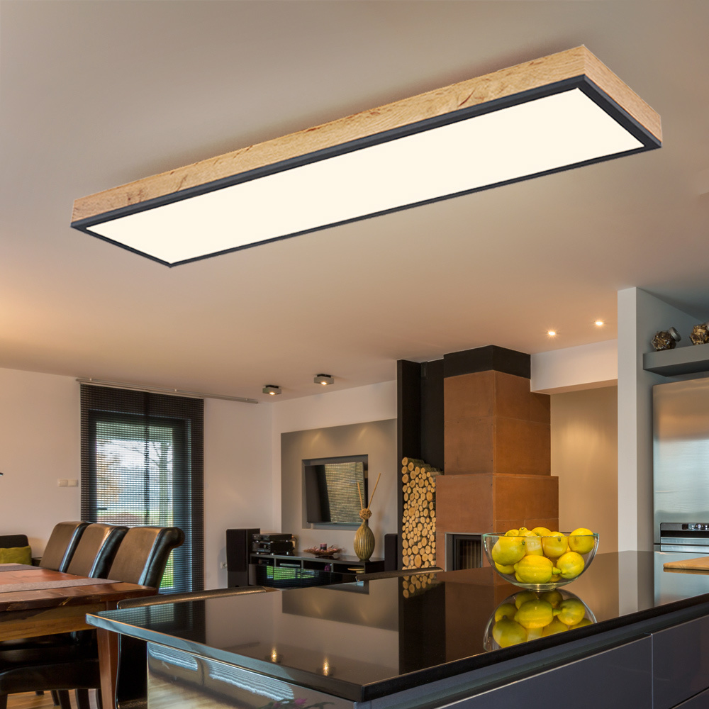 Image of Ceiling Light, Design Ceiling Lamp For Living Room And Kitchen, Wood White, Opal, And Graphite, 1x Led 24 Watt 1500 Lumen Warm White, : 6.5x80x20 Cm