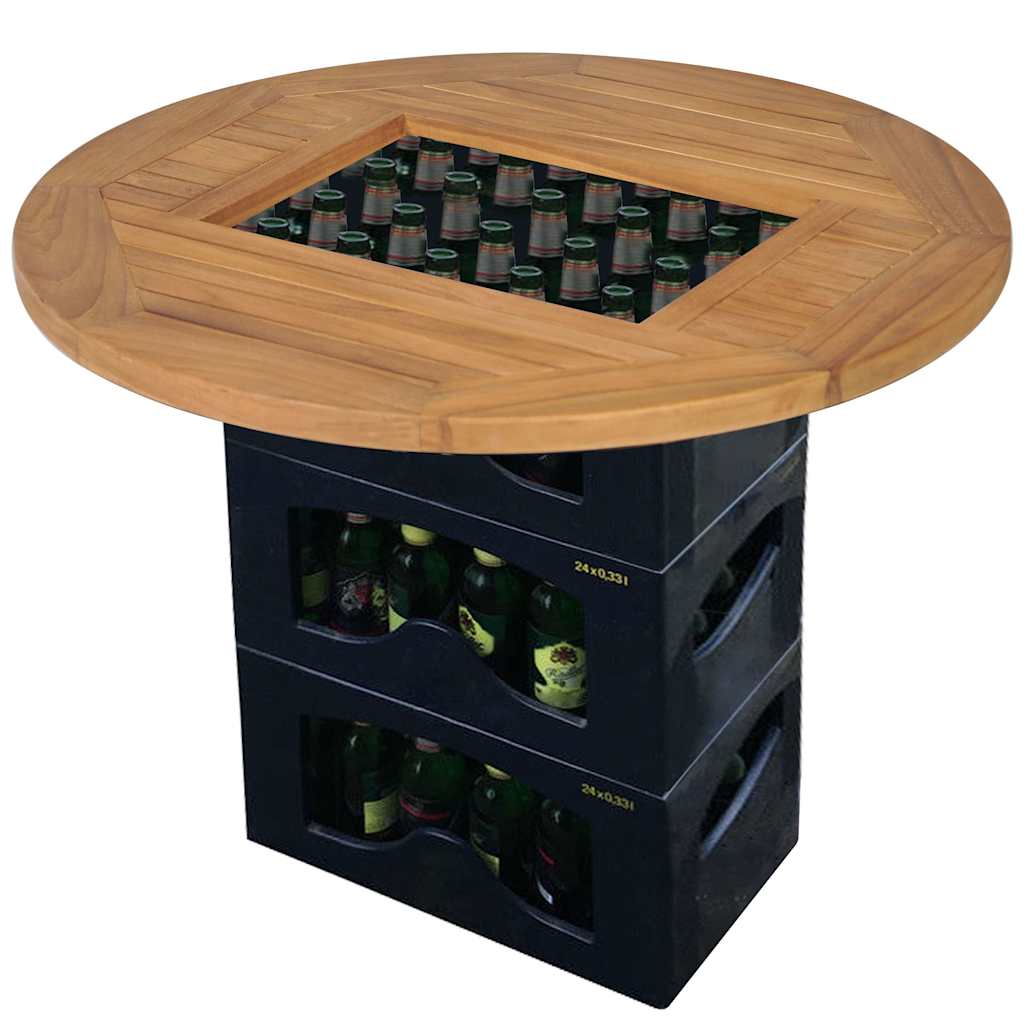 Teak Beer Crate Table, Beer Crate Table Top, Standing Table, Bar Table, Bistro Table, Wooden Table Top, Table Top For Balcony, Garden, 70cm, Brown