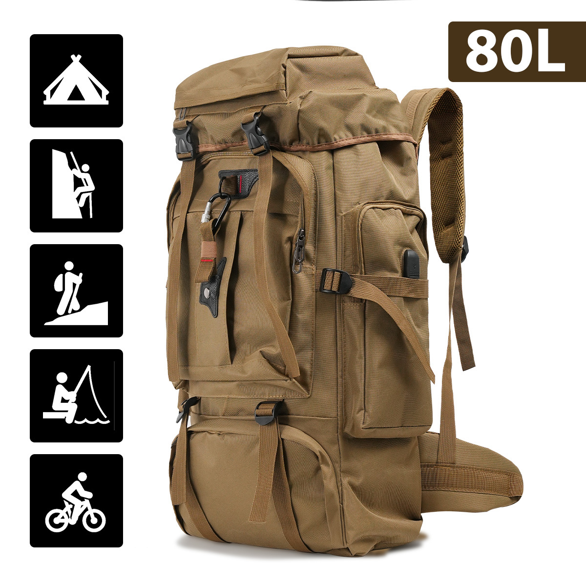 TEMU 80l Large Capacity Backpack Hiking Backpack Sports Camping Outdoor Hiking Backpack Travel Backpack Bag