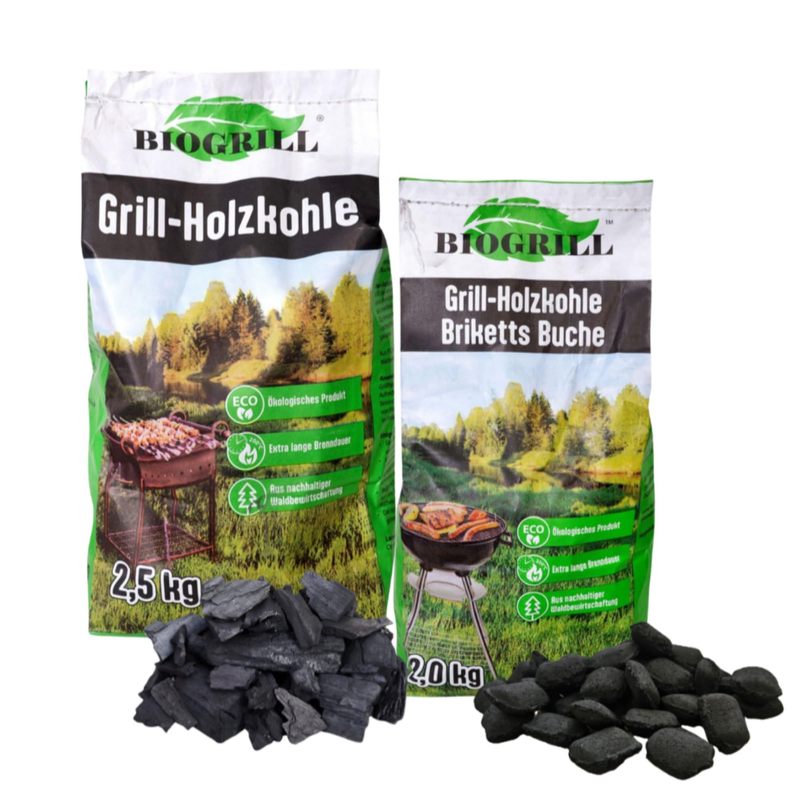 Image of Charcoal Grill Set – 2.5 Kg Wood Charcoal + 2 Kg Charcoal – Premium Natural Charcoal For Grilling & Bbq – Long-lasting , Quick Ignition, High Heat – Ideal For Charcoal Grills & Smokers