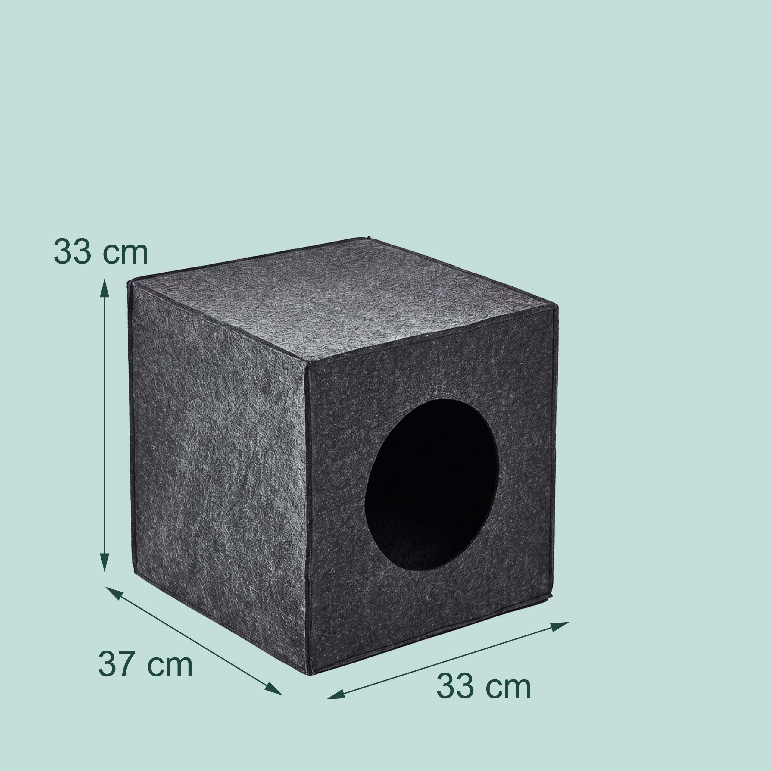 Grey Felt Cat Cave, 33cm W x 33cm H x 37cm D