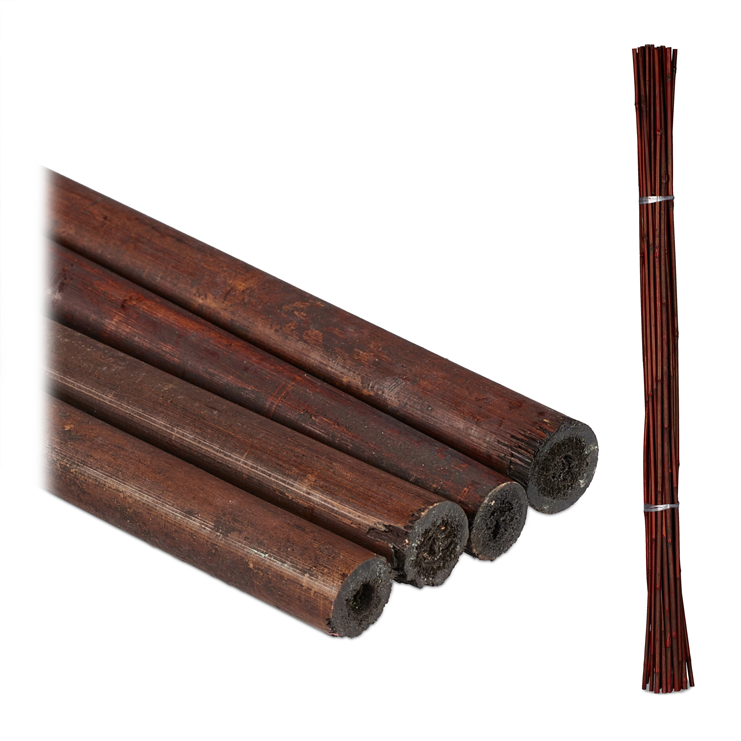 TEMU Bamboo Stakes For Plants, Set Of 25, 105 X 1 Cm, Dark Brown, Natural Climbing Aid For Tomatoes, Beans, Ornamental And Utility Plants In Garden,