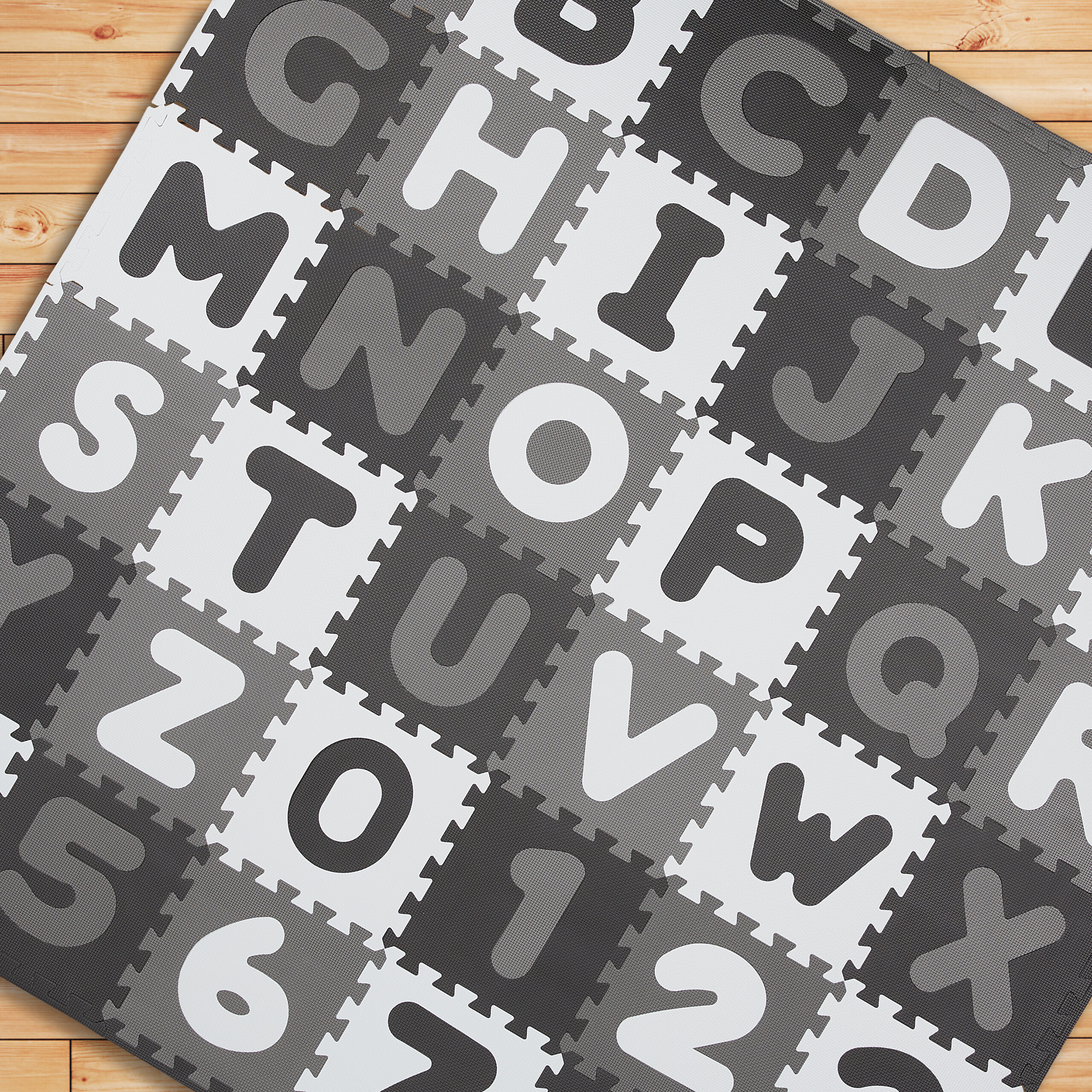 60 X ABC Puzzle Mat in White and Grey