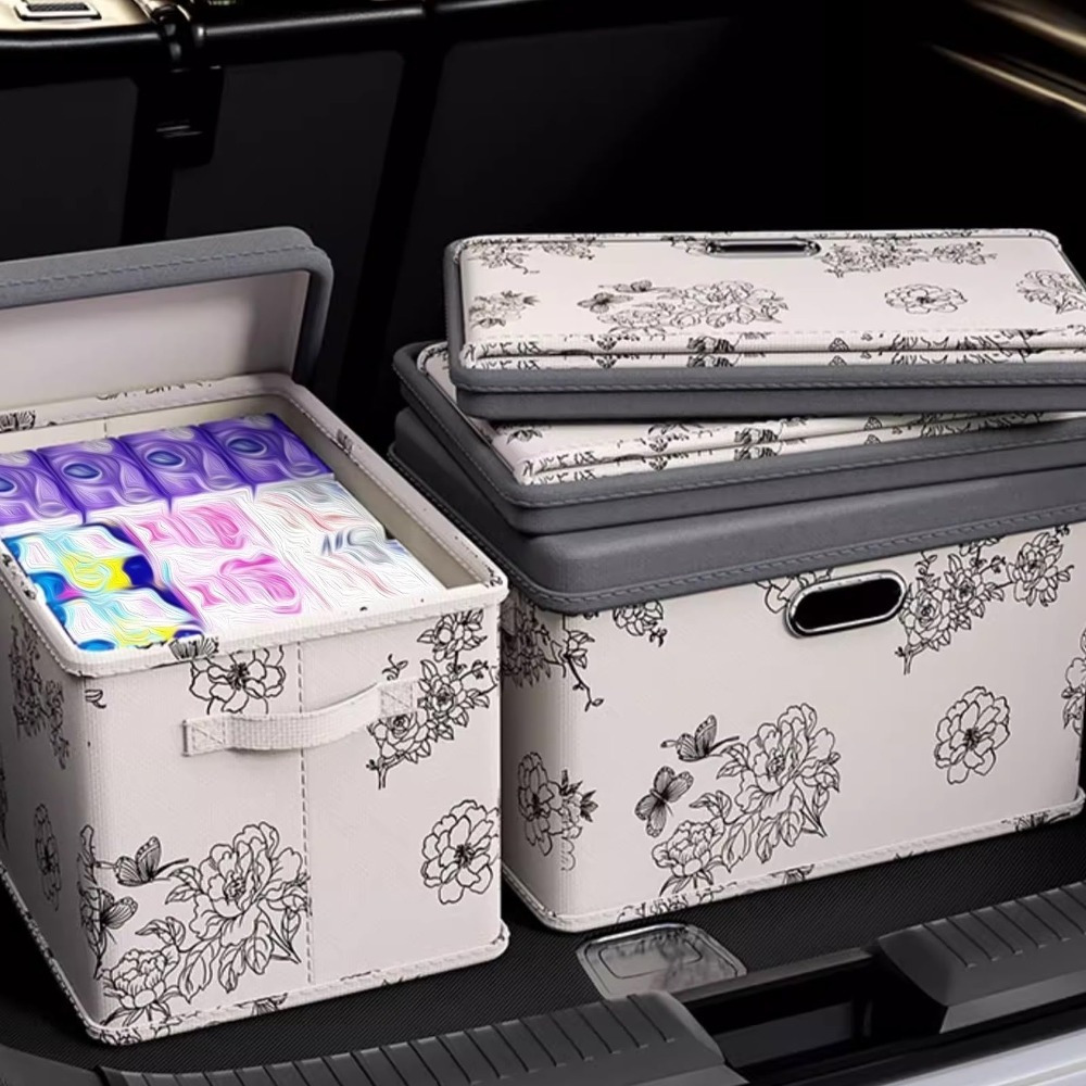 Decorative Foldable Fabric Storage Boxes with Lids, Closet Organizer
