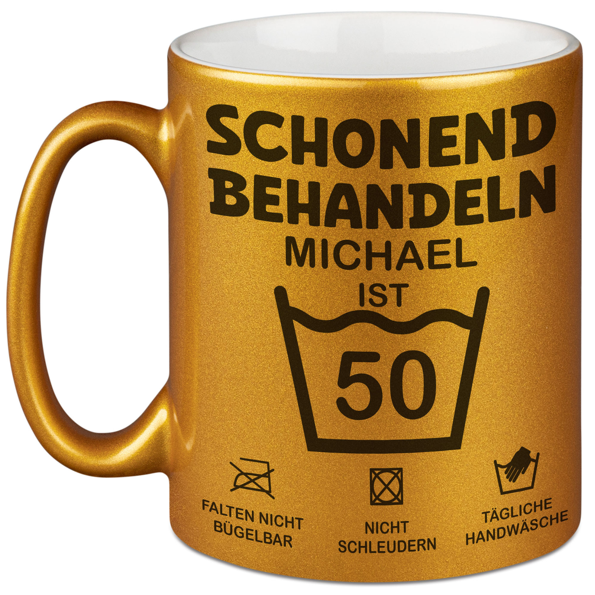 Personalized Mug 50th Birthday - Handle With Care, Piece Is 50 - 50th Birthday Funny Gift For Him Or Her