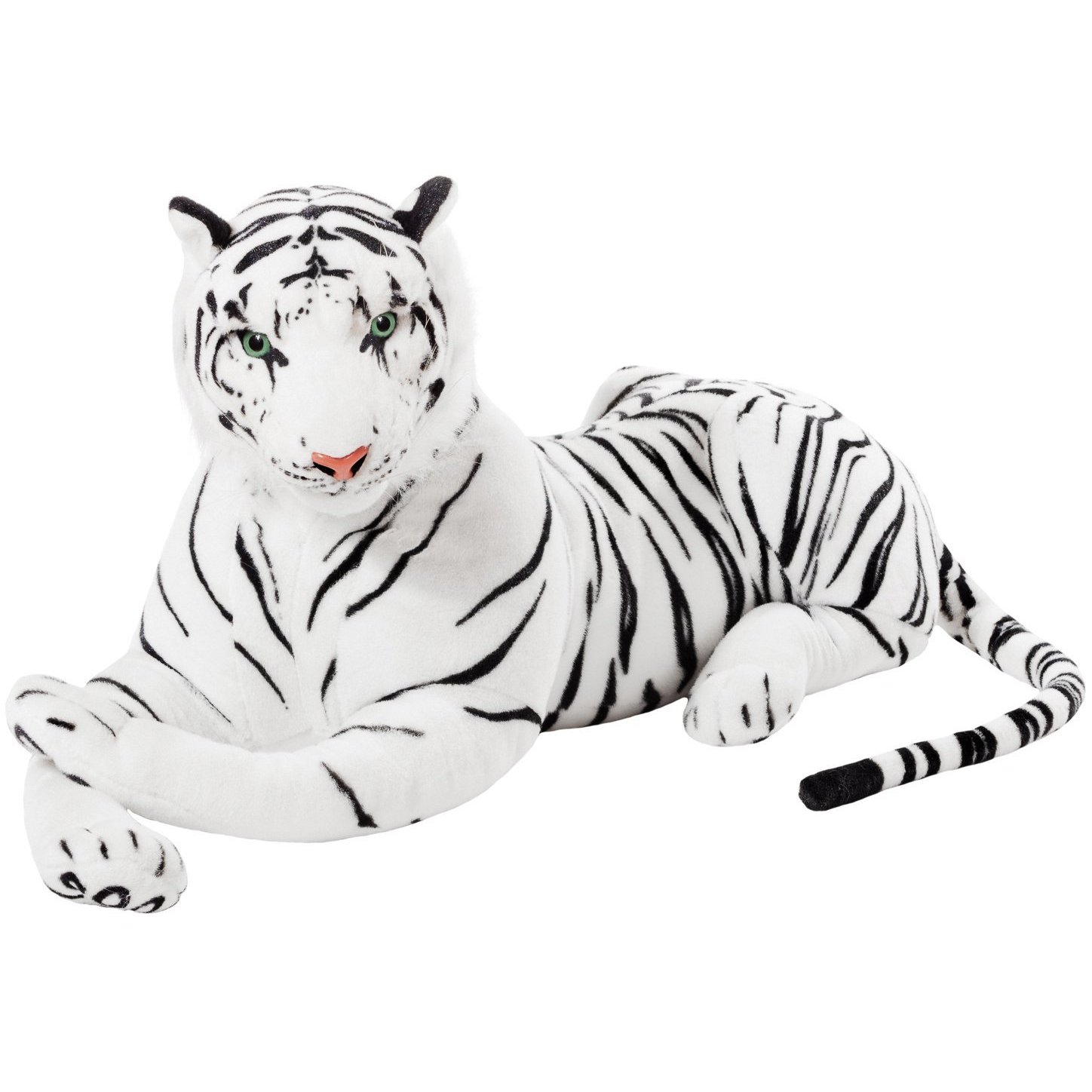 Image of Brubaker Xxl Tiger Plush Toy White 110 Cm - Lying Down Stuffed Animal