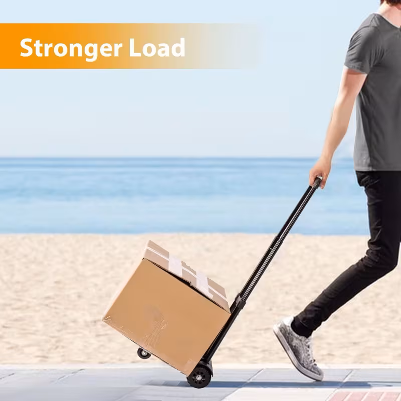 folding hand truck 75kg 4 wheel luggage sack trolley lightweight alloy with 2 elastic ropes for shopping details 9