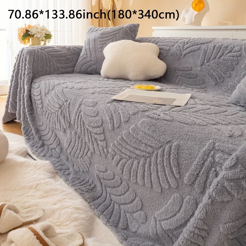 TEMU 1pc Large Soft Cozy Velvet Sofa Throw Cover, Oversized Washable Slipcover Couch Throw For Living Room Bedroom | Non‑slip Furniture Protector For