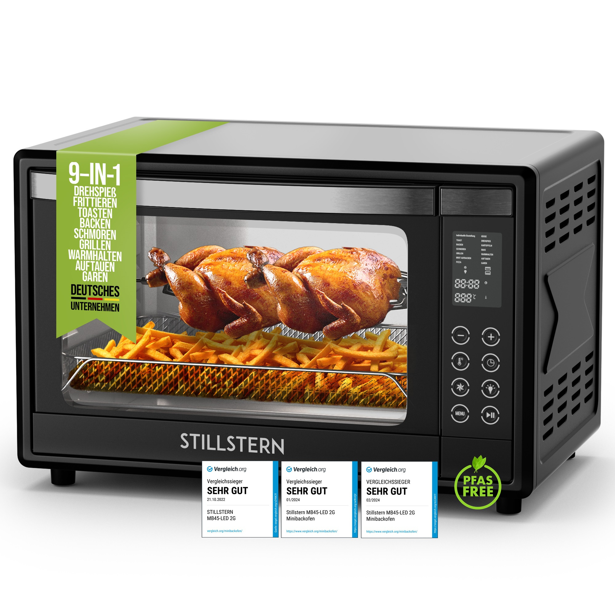 Mini Oven With Convection 45l (de Version) Pizza Ø32, Cyclone Pro+ Coating, 13 Programs, & , 8h Timer, Camping Mini Oven With Convection, Pizza Oven, Mini Oven, Small