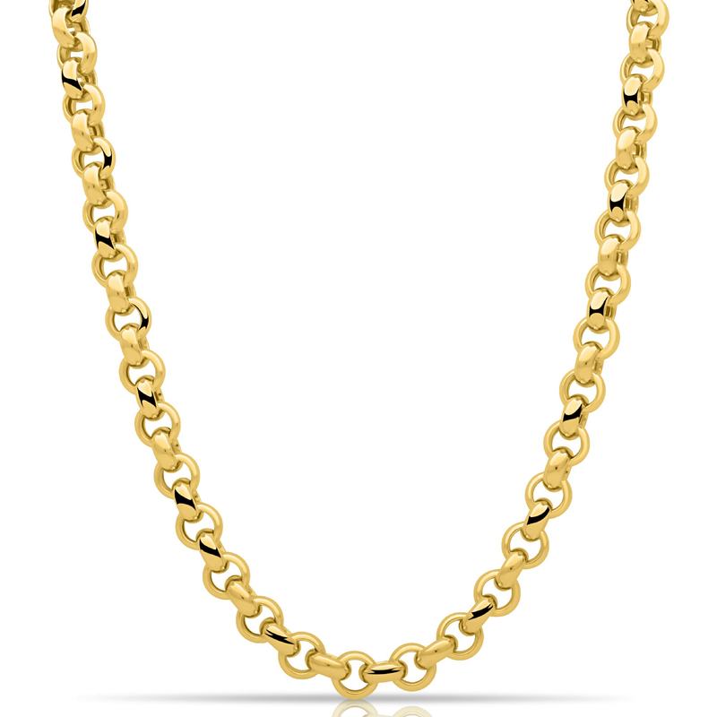 Image of Pea Chain Necklace 11mm 14k Gold Plated Made In Italy With Certificate, High-gloss Polished, Spring Ring Clasp, For Women And Gift Packaging