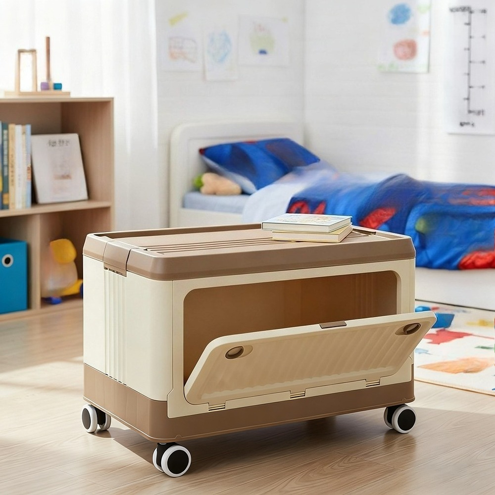 Collapsible Plastic Storage Bins with Magnetic Doors