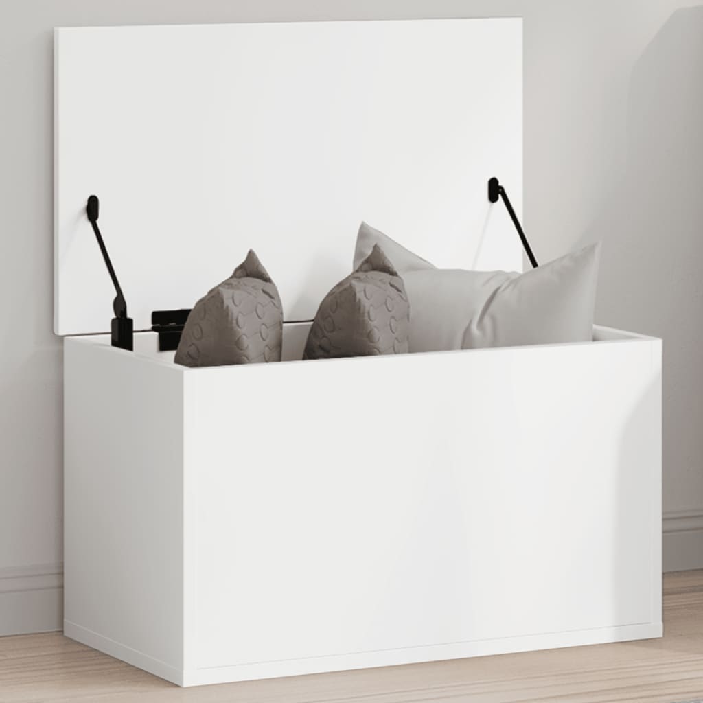 Vidaxl Blanc Boîte De Rangement 60X35x35 Cm Bois D'ingénierie, Boîte À Couvertures, Coffre De Rangement, Boîte De Rangement Pour Vêtements