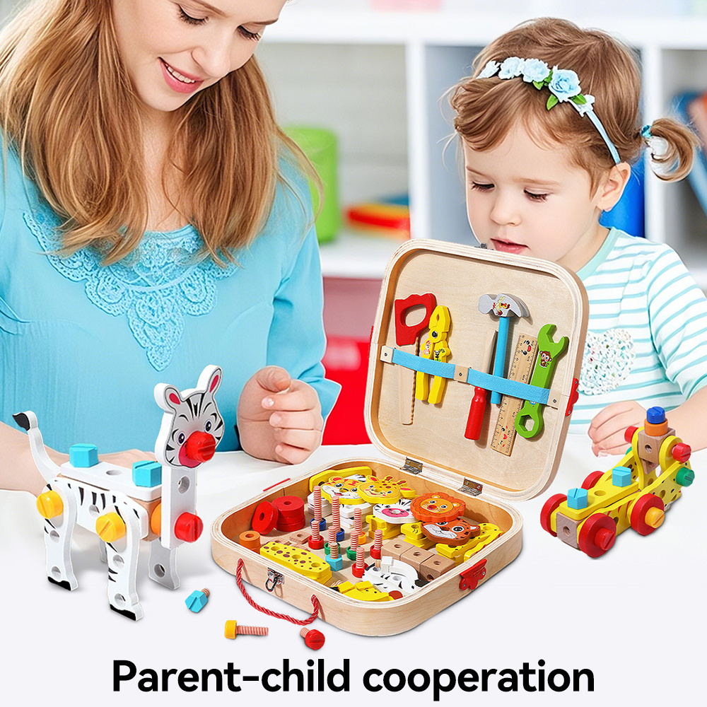 TEMU Children's Intellectual Toys, Animal Disassembly Toolbox Toys, Children's Hand-held Building Block Toys, Pre-school Intellectual Toys, Suitable