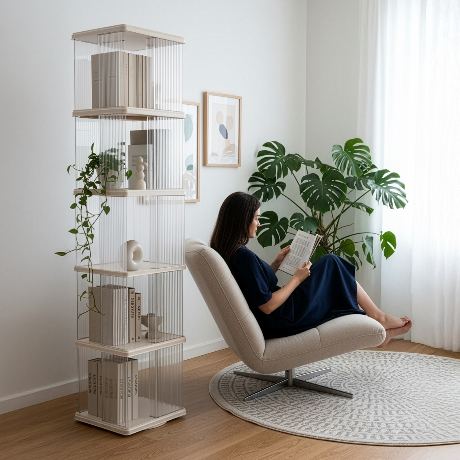 TEMU 360° Rotating Bookshelf Modular Display Rack Space Saving Bookcase Tower For Living Room, Bedroom, Home Office