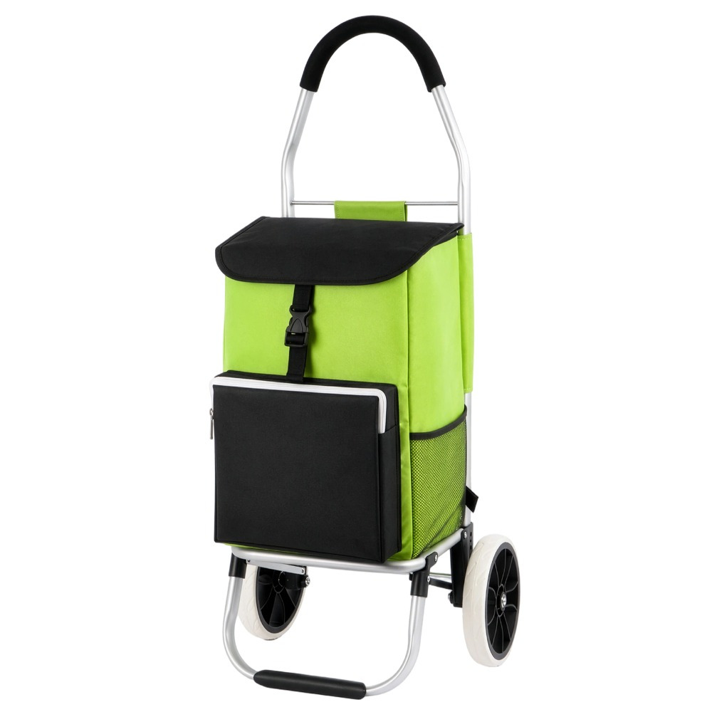 Image of Lightweight Collapsible Food Shopping Cart, Wheel Cart With Large Capacity Storage Bag, Portable Pull Cart For Supermarket