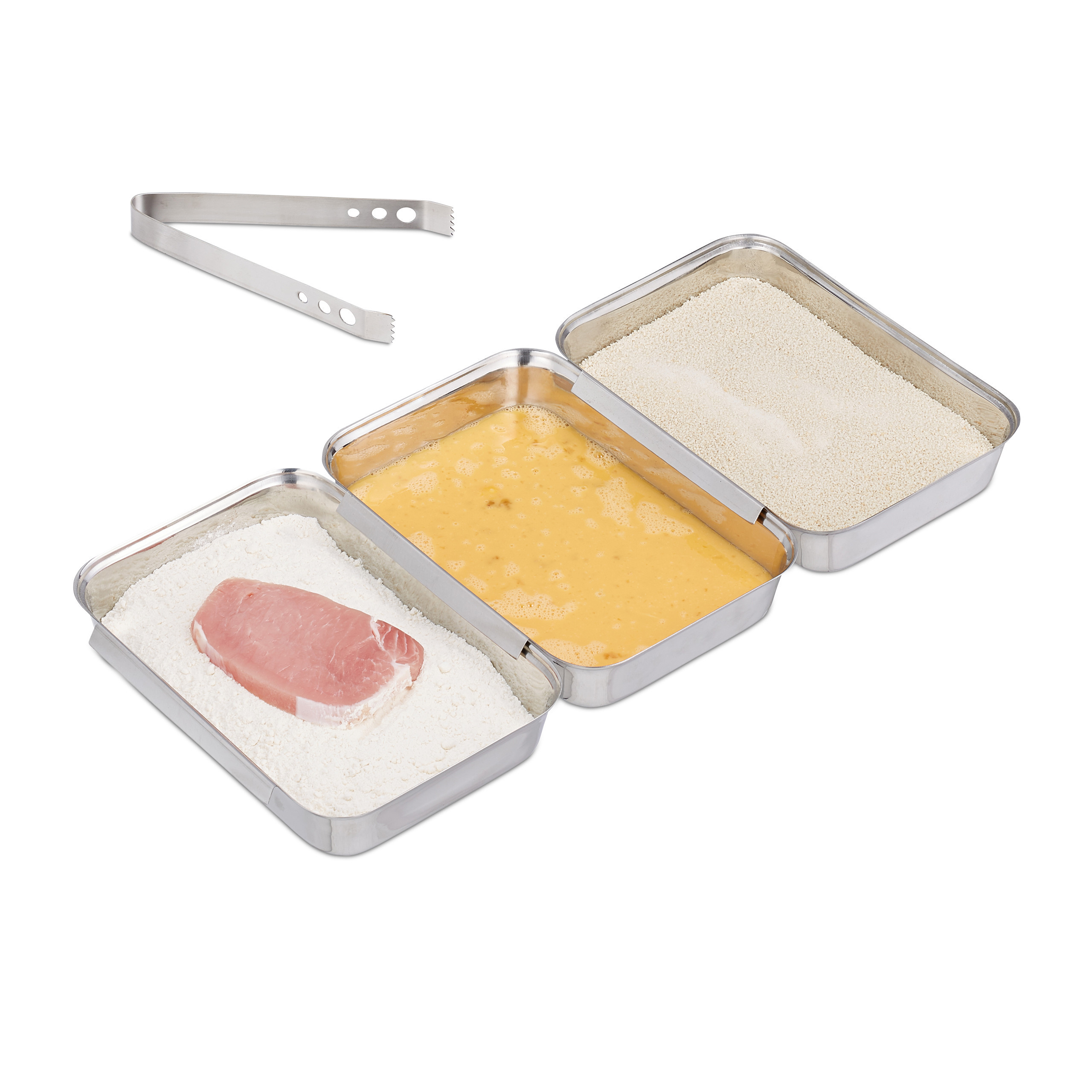 4-piece Breading Set In Silvery