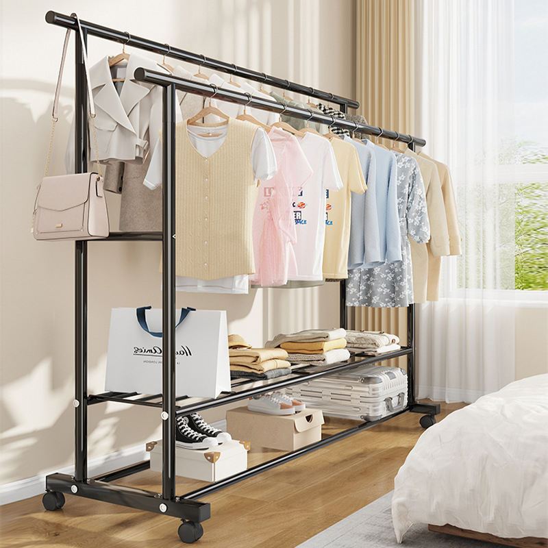 TEMU Appendiabiti con Ruote 42x76x150 cm �� Stand Porta Abiti con Barra, Ripiani Inferiori e Struttura in Metallo per Camera, e Cabina Armadio