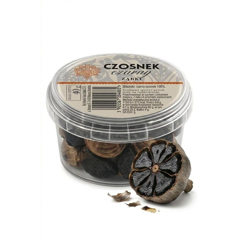 Image of Black Garlic Cloves, Bukowina Shelter, 40 G, Fermented Garlic With Mild, Sweet-spicy And Slightly Balsamic Flavor, Soft Consistency, Ideal For Sauces, Meat, Pasta, Salads, Spreads And Gourmet Dishes.