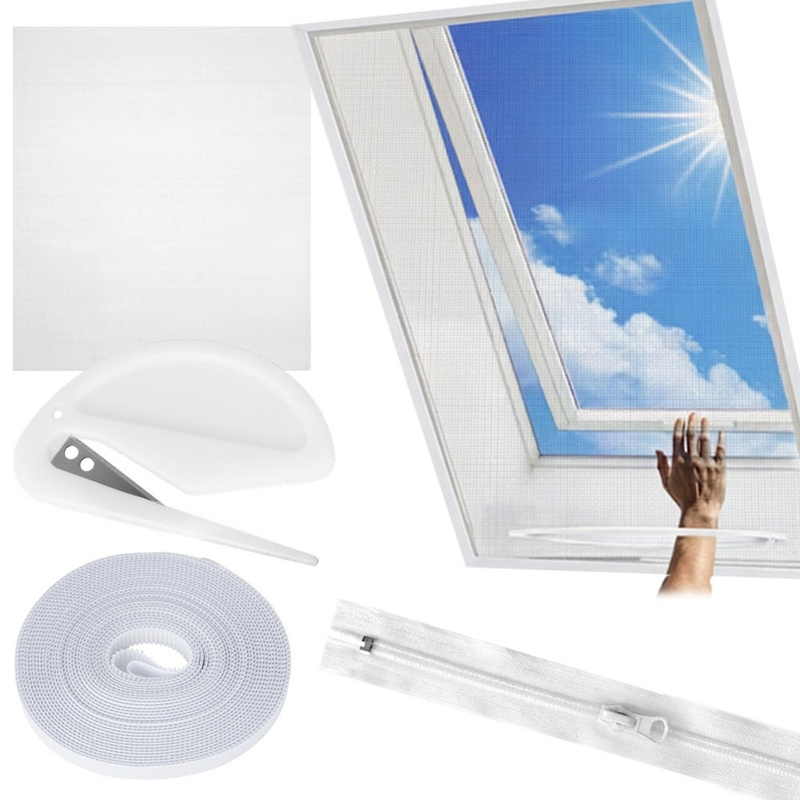 TEMU Nets For Roof Windows, White, 140x120 Cm, With Mounting Tape, Lightning-fast Lock, And Trimming Knife, Ideal For , Protecting Against Mosquitoes