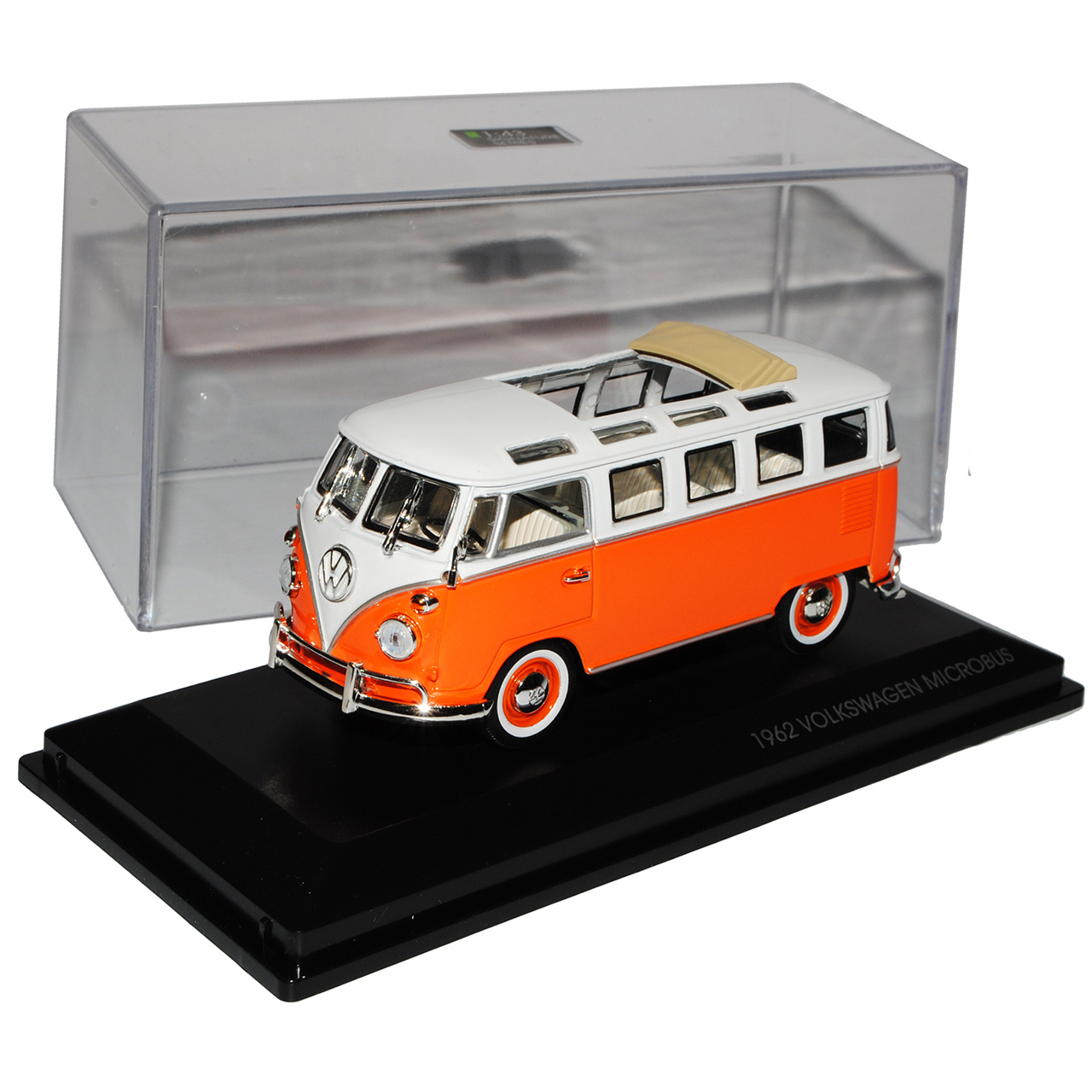 Image of Vw T1 Orange With White Folding Roof Bully Bus 1950-1967 1/43 Yatming Model Car