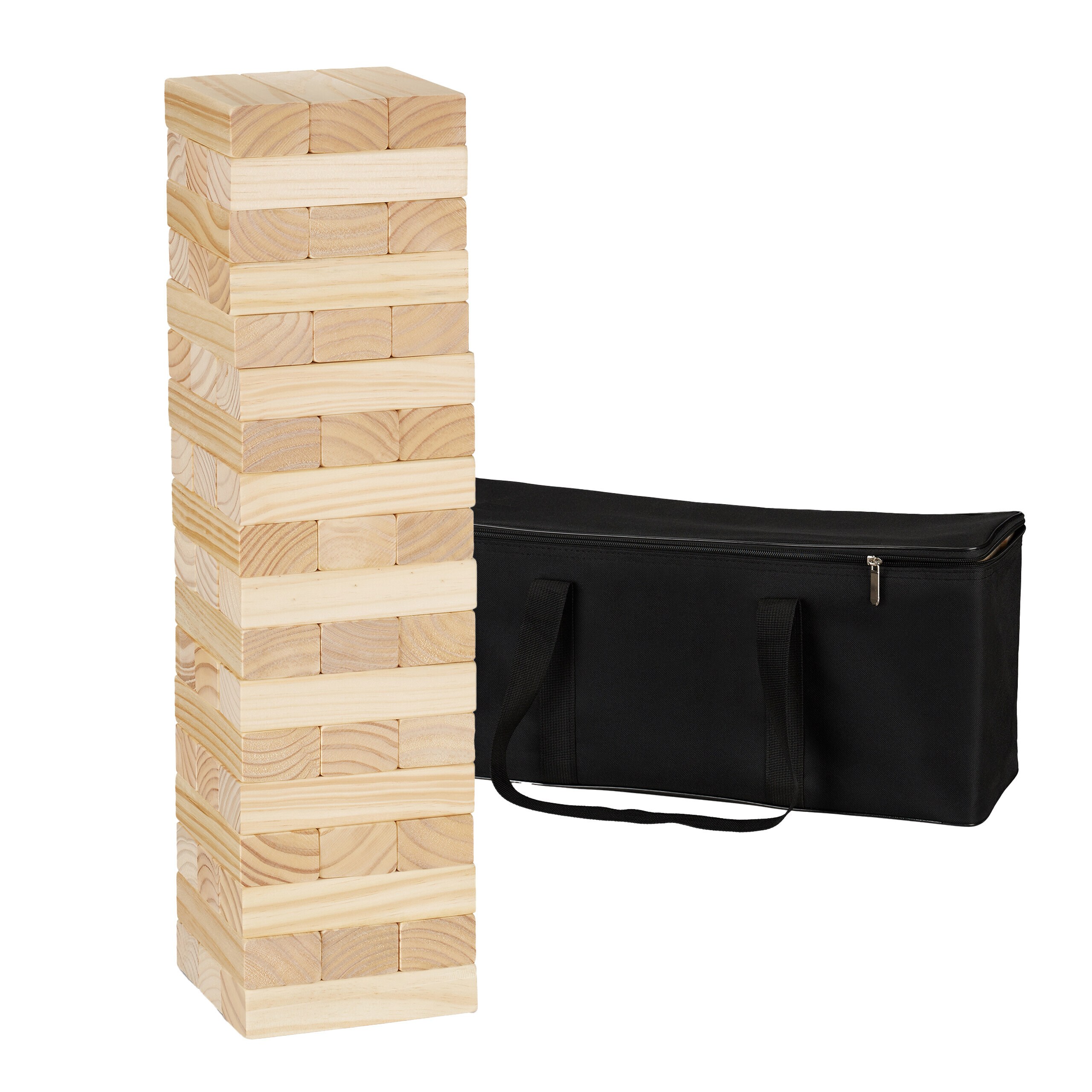 TEMU Wobbly Tower Xl, 54pcs Set, Wooden Game Made Of Birch, Tower 63 X 16.5 X 16.5 Cm, Stones Each 16.5 X 5.5 X 3.5 Cm, With Carry Bag, For Garden,